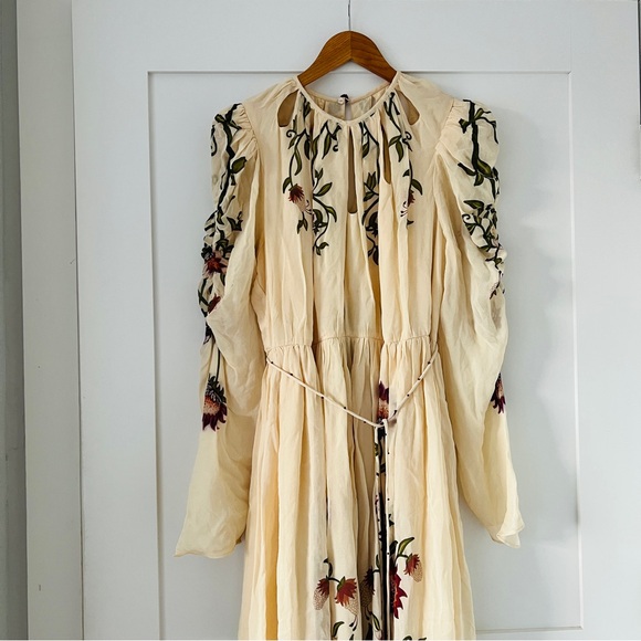 Farm Rio Multicolor Romantic Nature Long Sleeve Maxi Dress Size Large New - Picture 3 of 7